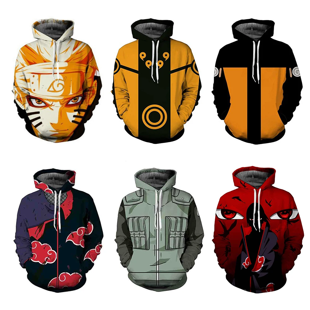 

Naruto Hoodie Coat Sweatshirts Kakashi Akatsuki Sasuke O'Brien 3D Hoodies Pullovers Men Women Outerwear Hoodie Jacket