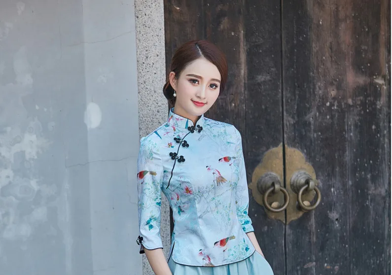 Sheng Coco 9 цветов китайские Топы Ципао Женская футболка Китай Mujer лето новый узор Cheongsam Китайская традиционная блуза одежда