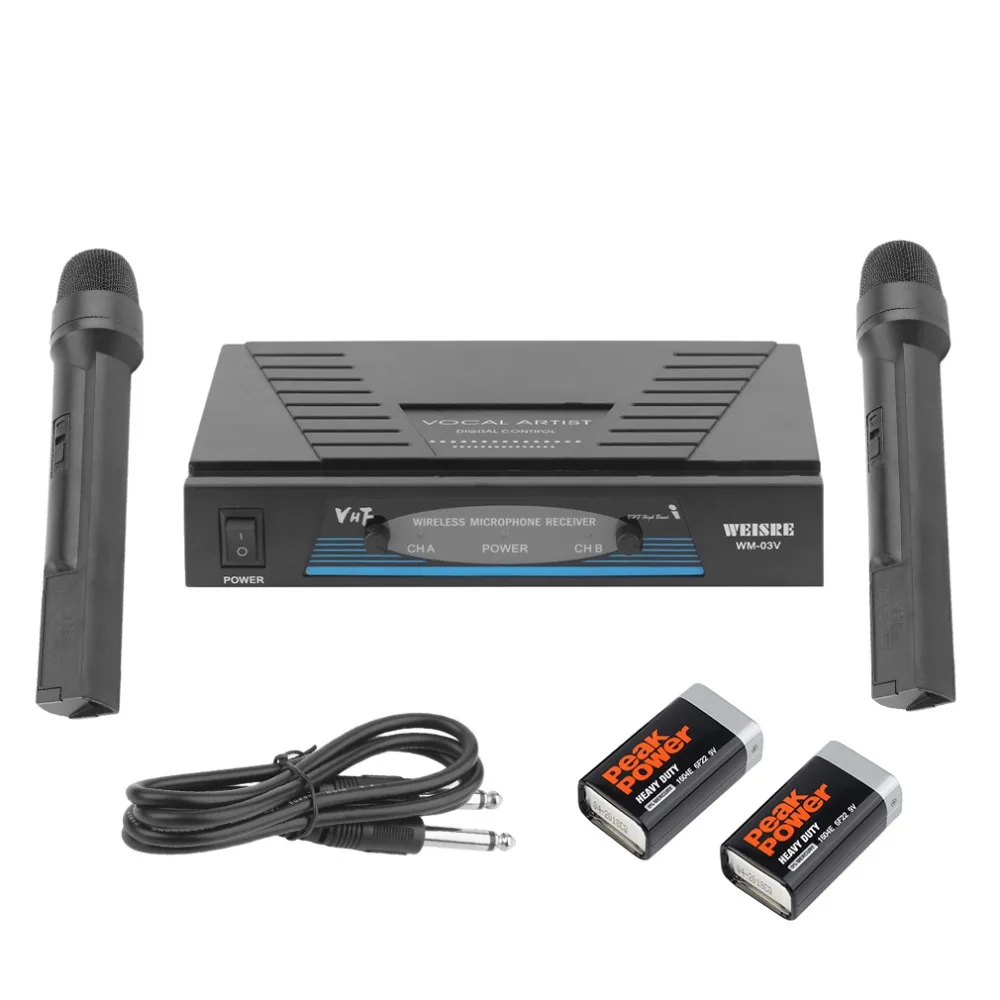 Long Range Dual Channel with 2 Handheld Microphone Mic Transmitter