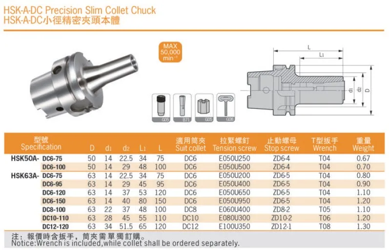 HSK63 DC6 DC8 DC12 прецизионный тонкий цанговый патрон, HSK63A хвостовик, цанговый патрон держатель инструмента, цанговый патрон постоянного тока