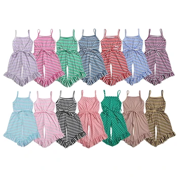 

CONICE NINI Wholesale Price Baby Girls Summer Sleeveless Ruffle Cotton Children Stipe and Polka dot Clothing Wholesale Clothing