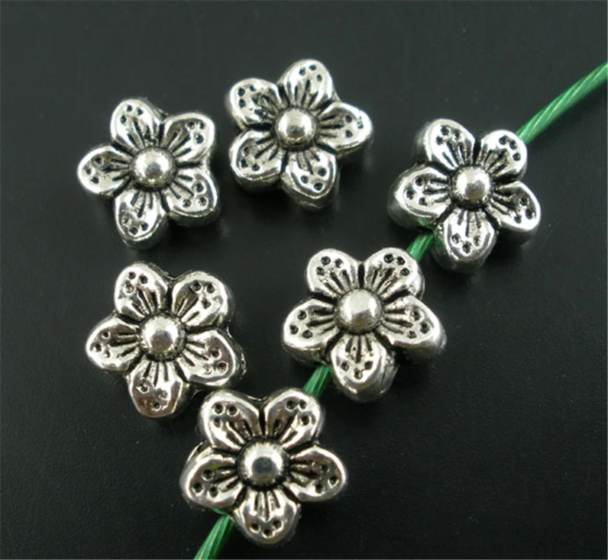 

DoreenBeads 50PCs Antique Silver Flower Spacers Beads 9mm (B02202), yiwu