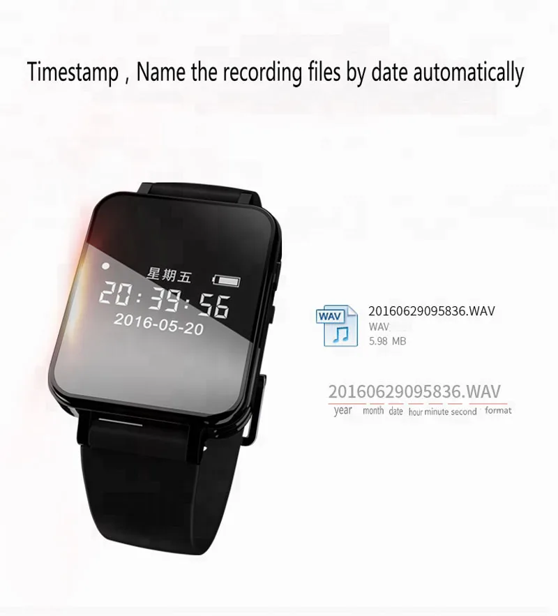 Digital Voice Recorder 8G Professional Voice Actived Recorder Noise Reduction Recorder Wearable Pedometer Watch Sport Bracelet