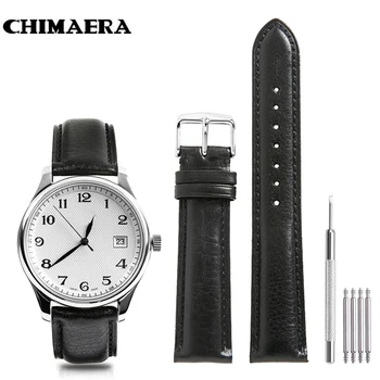 

CHIMAERA 18mm 19mm 20mm 21mm 22mm Black Vintage Watchband Genuine leather Watch Band Strap pin buckle For Omega Seiko Tissot