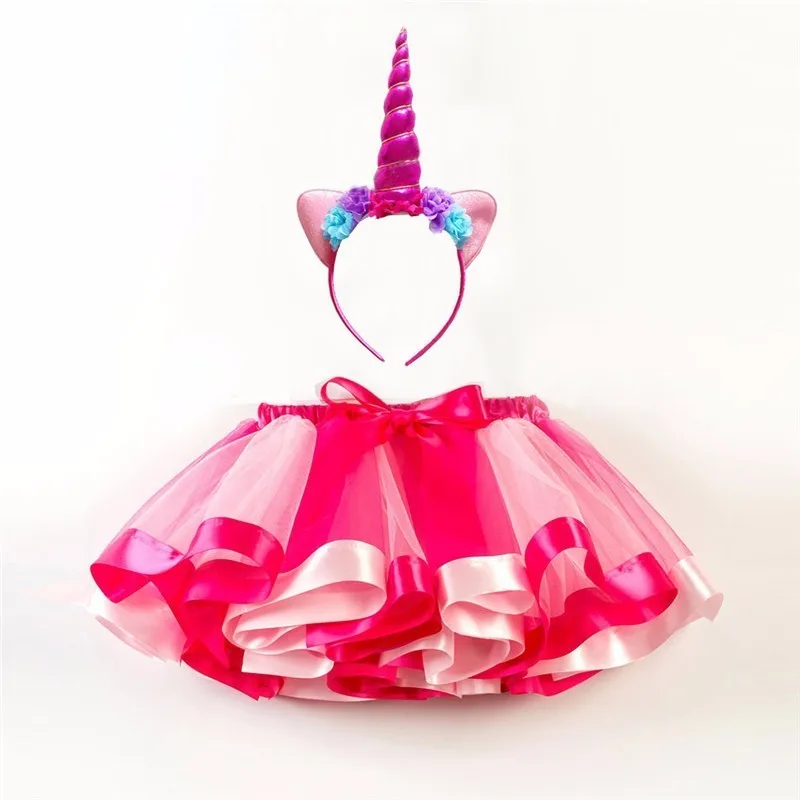 LILIGIRL повязка на голову "Единорог" Юбка-пачка принцессы Одежда для маленьких девочек с радугой детская праздничная одежда для детей юбки для девочек детское бальное платье - Color: Ali1435S