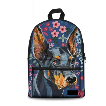 

Noisydesigns Kpop Backpack Teenage Girls Doberman Flower Women Mochila Canvas Computer Backpacks School Ladies Rucksack Tourist
