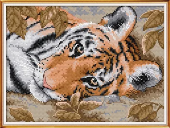 

A Lying Tiger DMC Counted Chinese Cross Stitch Kits Printed Cross-Stitch Set Embroidery Needlework