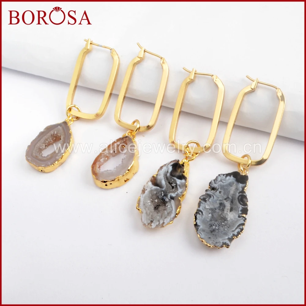 BOROSA 5 пар свободной формы кулон агата Друза срез прямоугольника искусственные