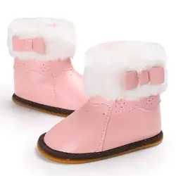 Детские PU кожаные Утепленная одежда мягкой резиновой подошве снежное Booty обувь младенческой малыша новорожденных девочек зимние сапоги