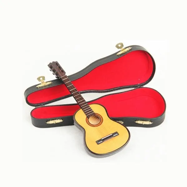Миниатюрная деревянная акустическая гитара, музыкальный инструмент, укулеле, чехол с подставкой, домашняя коллекция, Детские Обучающие
