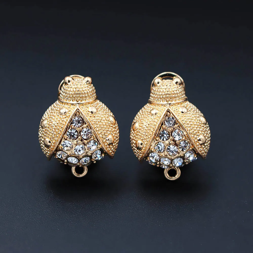 

African Earrings Post stud with Loop Connectors Hooks Clasp Paved CZ Solid Bee Bases Findings DIY Africa Women Wedding Jewelry