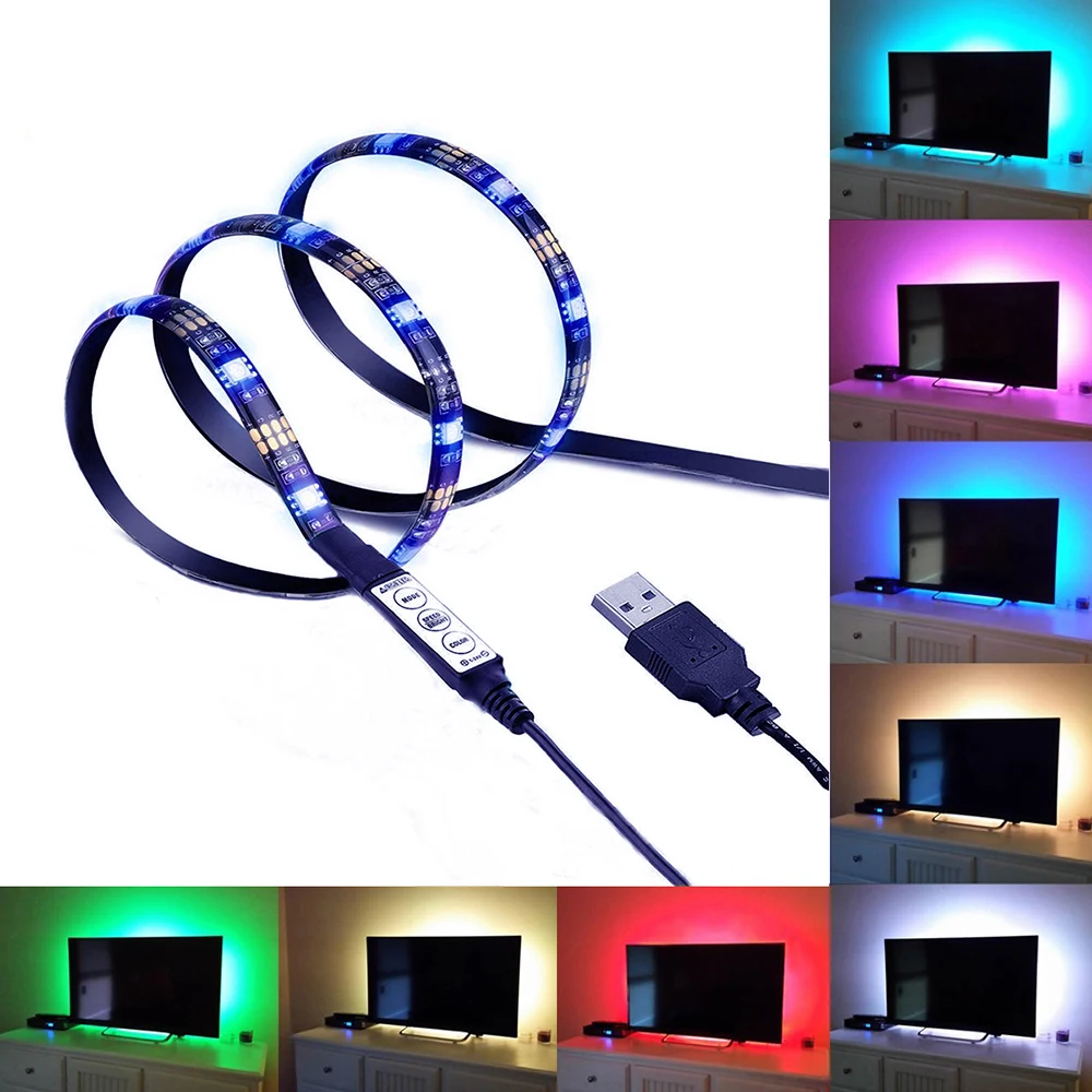 

USB LED Strip Light 2835SMD DC5V Flexible LED Light Tape Ribbon SMD5050 1M~5M HDTV TV Desktop Screen Background Bias Lighting