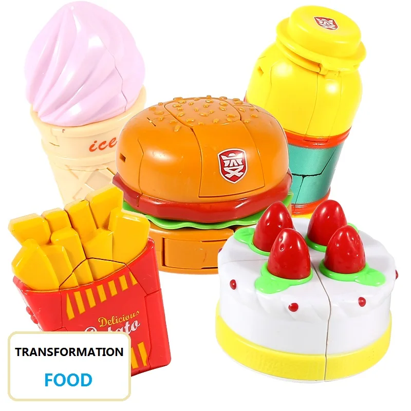 5 PCS / Set Creative Cute Transformation Food Robot Chips Hamburger Ice