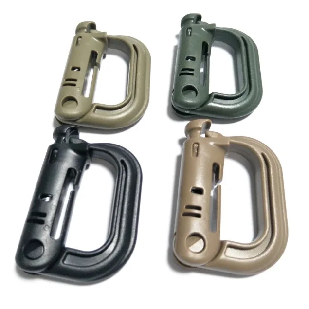 

EDC Molle Tactical Backpack Shackle Carabiner Hook ABS Plastic Snap D-Ring Clip KeyRing Locking Camping Buckle Survival Hiking