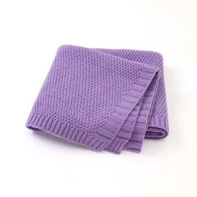 Назначение Wishdom детское одеяло мягкий хлопок вязание крючком Лето карамельный цвет реквизит кроватки повседневные спальные постельные принадлежности 90*70 см - Цвет: purple