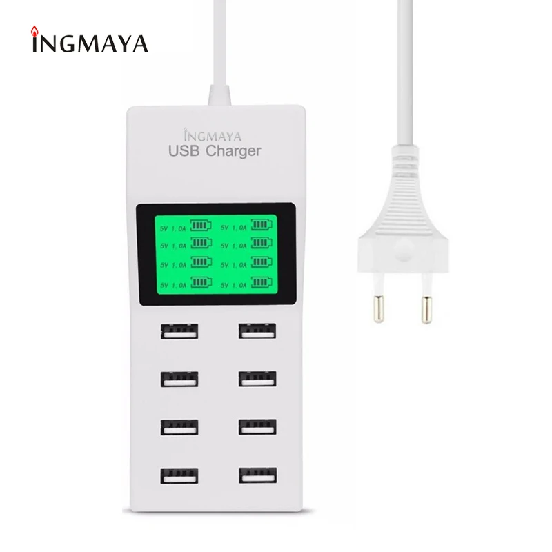 INGMAYA 8 портов USB зарядное устройство мощность 5V8A ЖК-дисплей для iPhone 5 5S 6 6S 7 Plus iPad samsung Nexus huawei Mi zte LG адаптер переменного тока