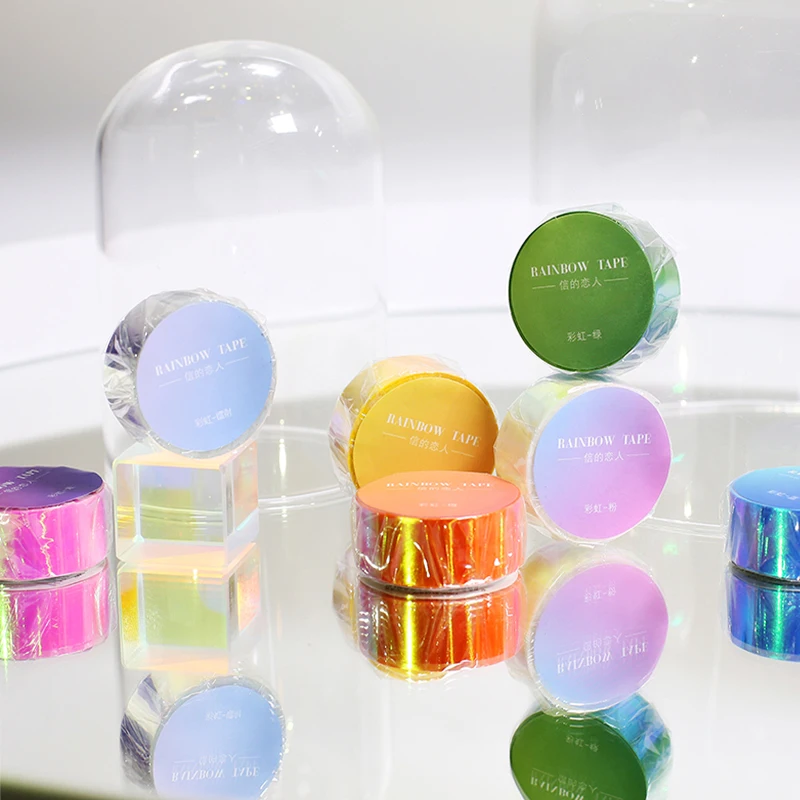 

New Colorful Shining Special Decorative Rainbow Film PE Tape DIY Scrapbooking Masking Tape School Office Supply