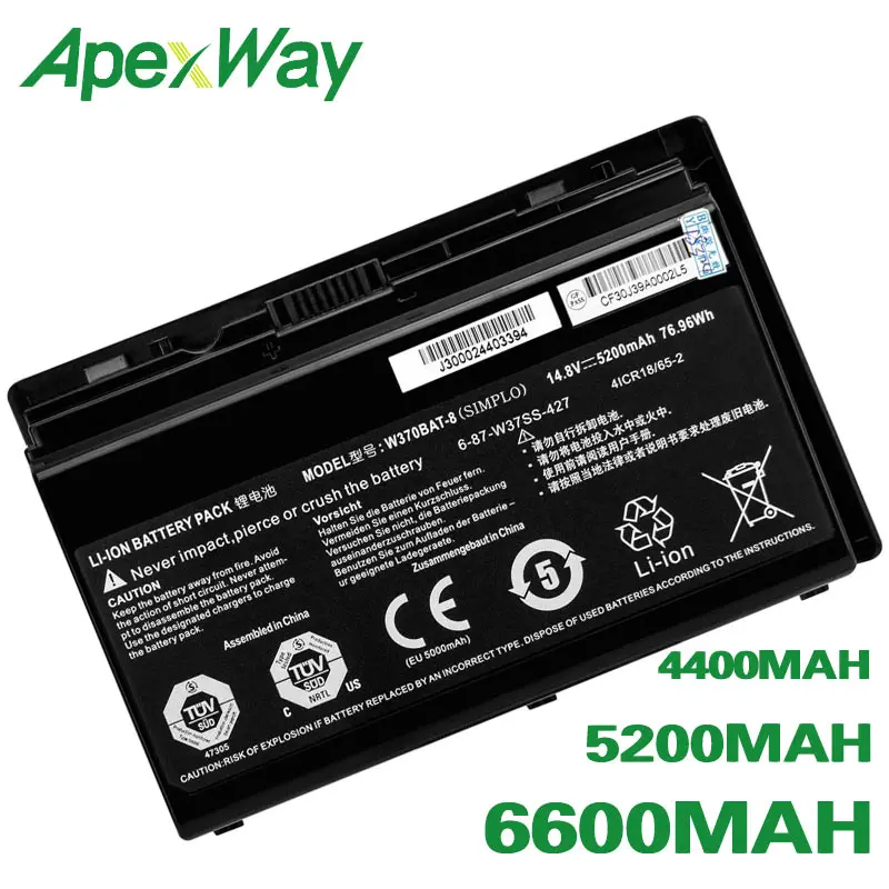 

ApexWay W370BAT-8 Battery for CLEVO W370SK W37SS W350ETQ W370ET NP6350 NP6370 XMG A522 XMG A722