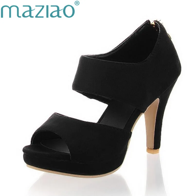 

Purple Casual Fish Head Shallow Mouth Summer High-heeled Sandals Zipper Women Sandals Sexy Peep Toe Woman Shoes MAZIAO