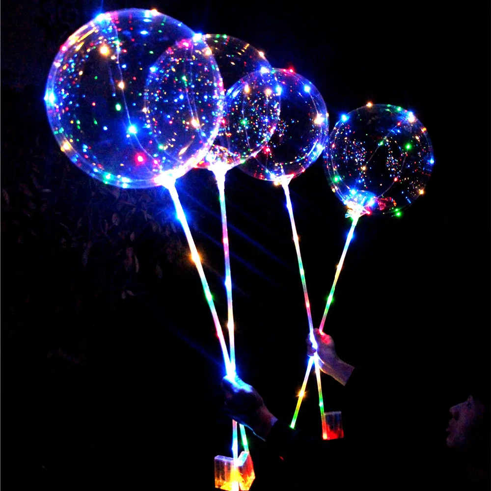 

1set Luminous Led light with 18 inch Transparent Round Bubble Decoration Party Lighting in Dark 3M String without battery stick