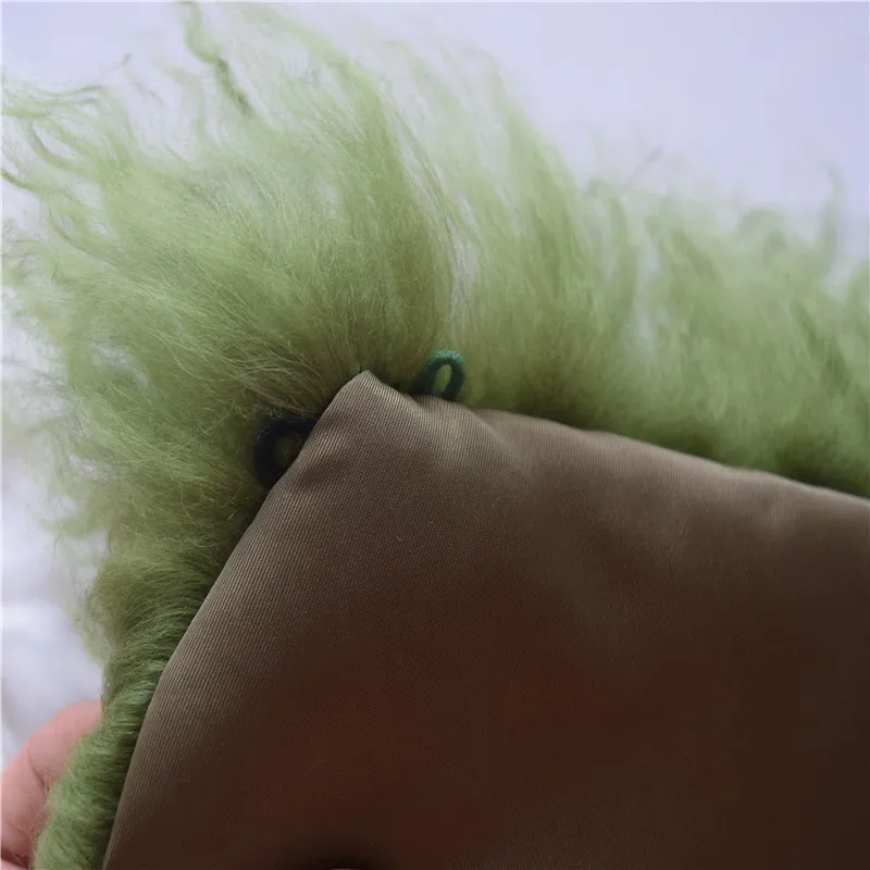 Женский меховой воротник 75 см Длинная шерстяная куртка черного и зеленого цвета