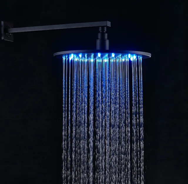 Led Light 12 Inch Round Top Shower Rain Head With Arm Led Light 12 Inch Round Top Shower Rain Head With Arm Oil Rubbed