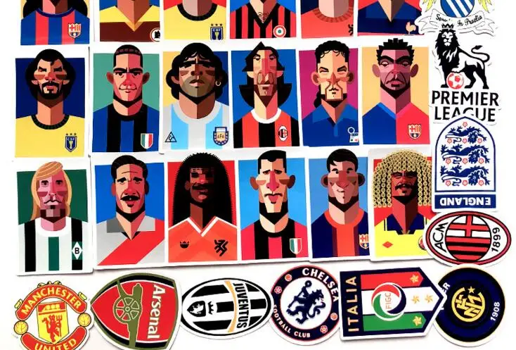 

35Pcs/Set World Football Star Sticker Waterproof Personality Design for For Suitcase Notebook Guitar and Skateboard Doodle