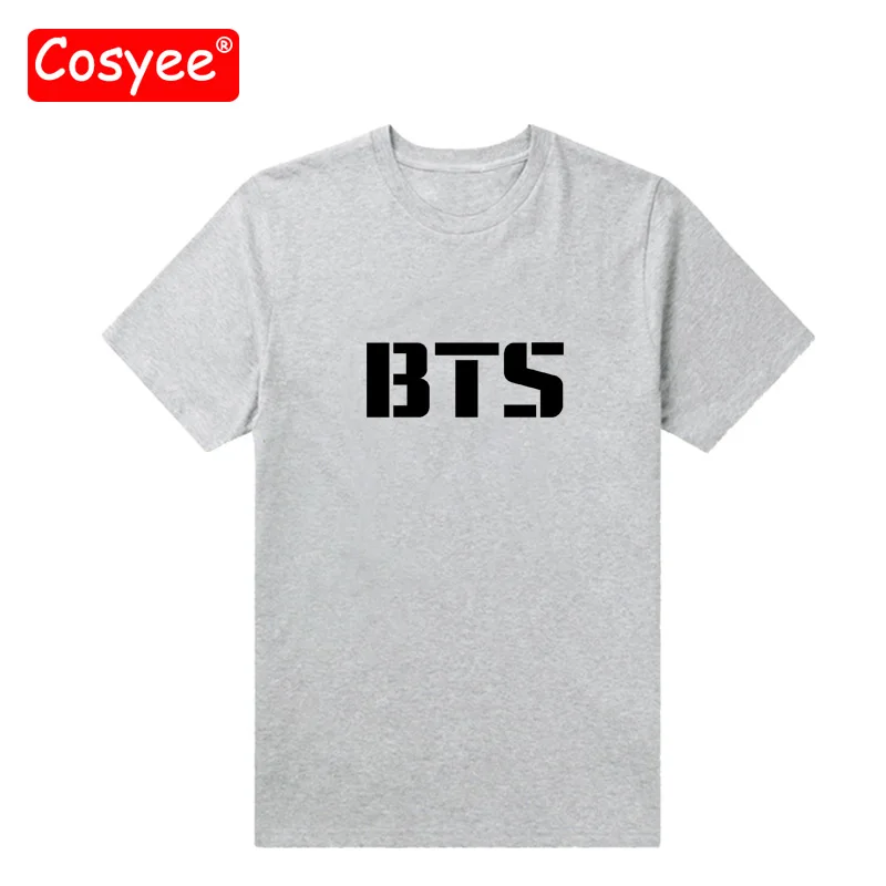 BTS летний топ футболка для Для женщин женские хлопковые серые футболки Harajuku