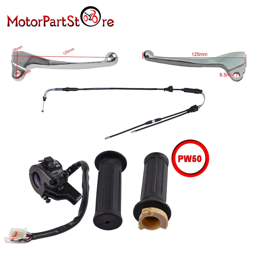 

Left & Right Hand Brake Lever Grips Throttle Cable Switch For YAMAHA PW50 PY50
