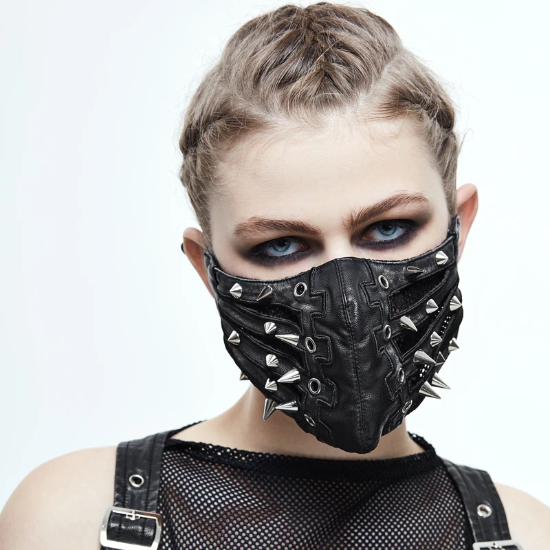 

Devil Fashion New Arrival Steampunk Rivets Leather Mask Heavy Punk Vintage Cosplay Carnaval Party Face Masks Costume Accessories