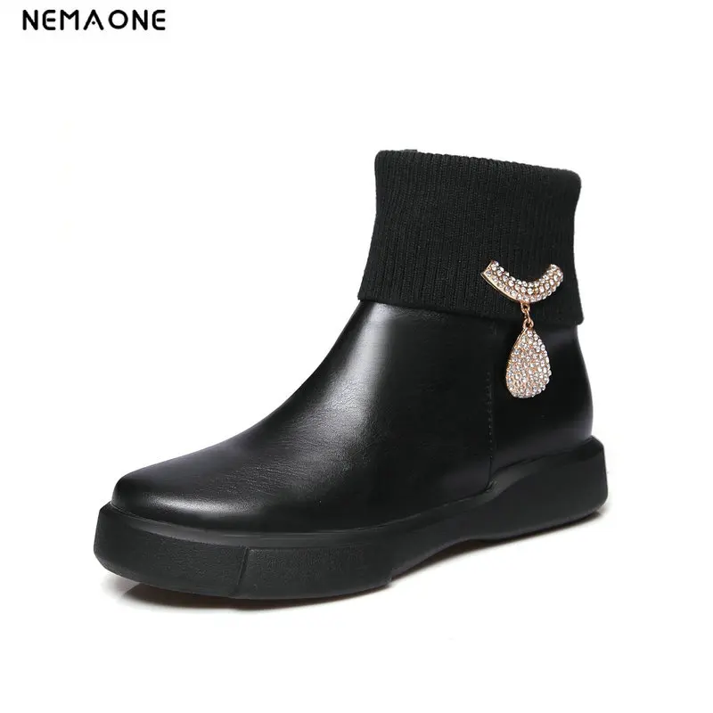 

NEMAONE Women's ankle boots flat platform Shoes Woman spring autumn motorcycle Boots High Quality Boots woman