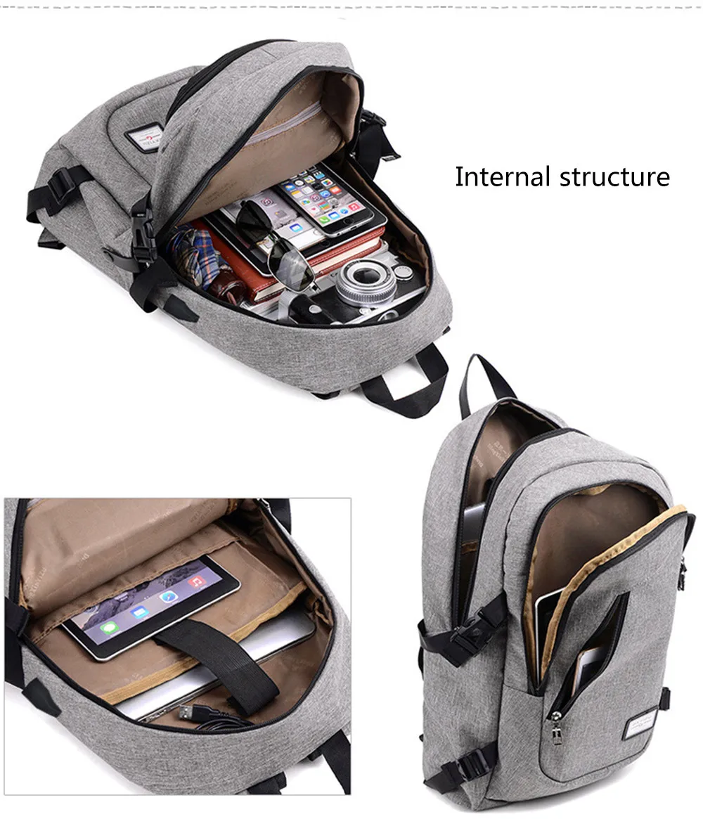 Computadora Portátil mochila con puerto de carga USB Unisex viajes de ocio mochila femenina # YL5 Computadora Portátil mochila con puerto de carga USB Unisex viajes de ocio mochila femenina # YL5