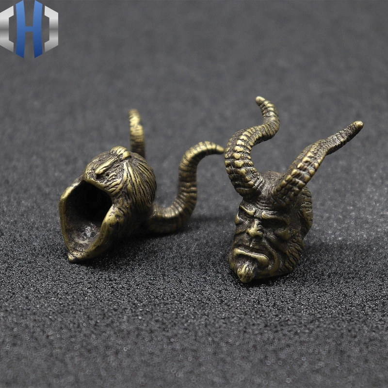 

Brass Knife Beads Pendant EDC Umbrella Rope Flashlight Pendant Horn Hell Baron Lanyard DIY Paracord Beads