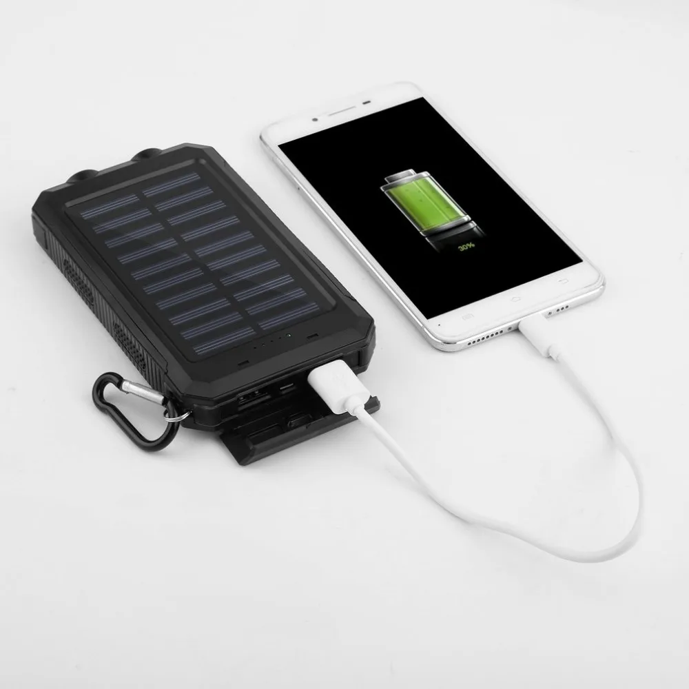 30000mAh Dual USB Solar Power Bank Waterproof Durable Portable Solar