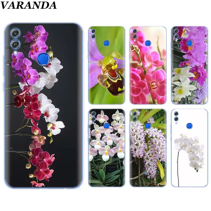 

elegant orchid Silicone Soft Case for Huawei Honor Y5 Y6 Y7 Y9 2019 8X 8C 7A 7C 7S 9 10 Lite Phone Case Coque