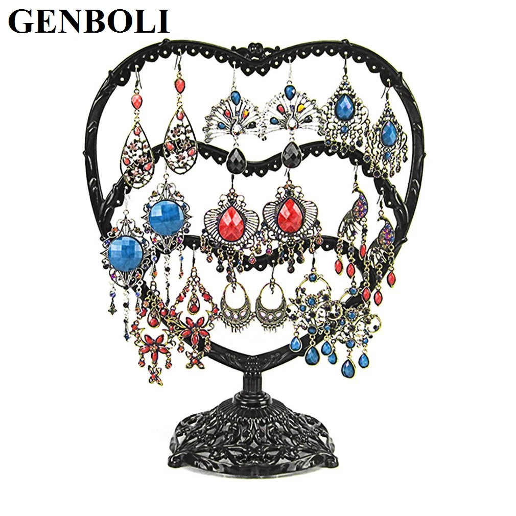 Cup Heart Jewelry Holder Metal Earrings Necklace Ring Rack Organizer Storage Stand Rack For Jewelry