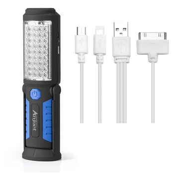 

Anjoet 36+5 LED Multi-function Torch Flashlight Work Inspection Light USB Rechargeable Durable Magnetic Hook Stand Lamp battery