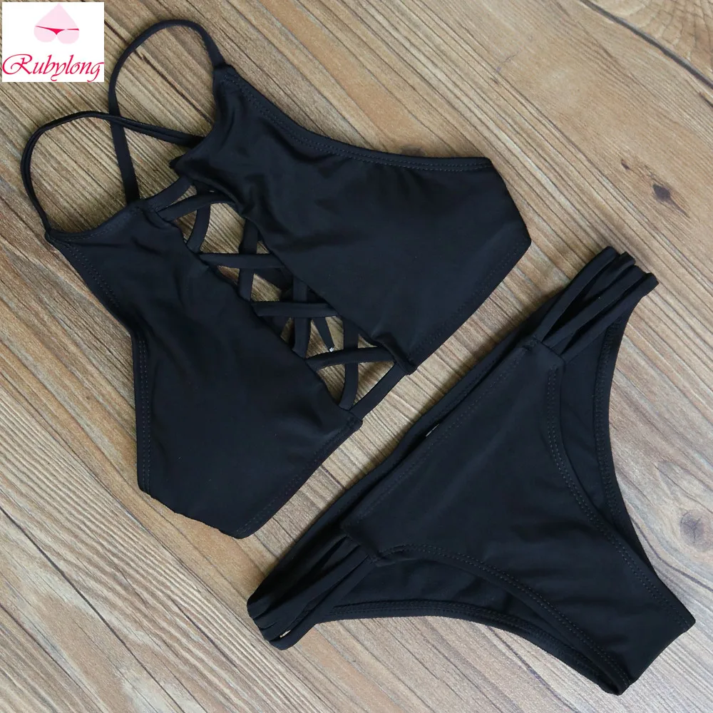 

Women High Neck Vintage Bikini Ladies Push Up Halter Padded Swimsuits Swimwear Sexy Retro Bikini Sets Biquini Maillot De Bain
