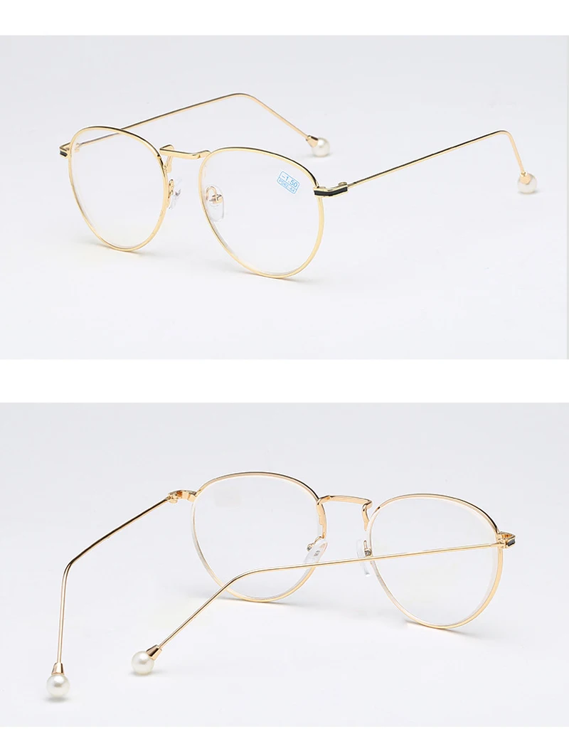 Zilead роскошные женские жемчужные очки для близорукости металлические круглые очки по рецепту близорукие очки для женщин близорукие унисекс
