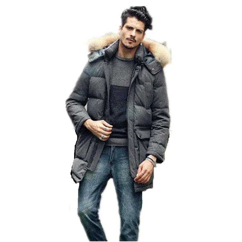 

2016 winter new style Male fashion warm Windproof thicken parka outwear men casual brief Faux fur hooded down jacket overcoat
