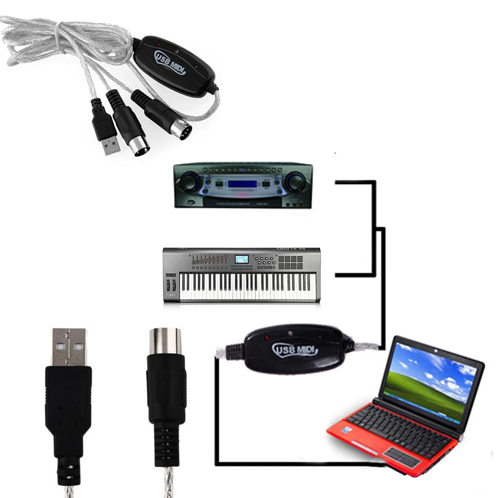 2017 Новый USB IN OUT конвертер интерфейсного кабеля Midi ПК к музыкальной клавиатуре