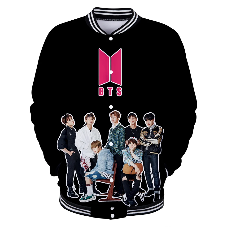 

BF LUCKYFRIDAYF 2019 3D Print LOVE YOURSELF ANSWER Long Sleeve Baseball Jacket Women Clothes Hip Hop Kpop Harajuku Tops