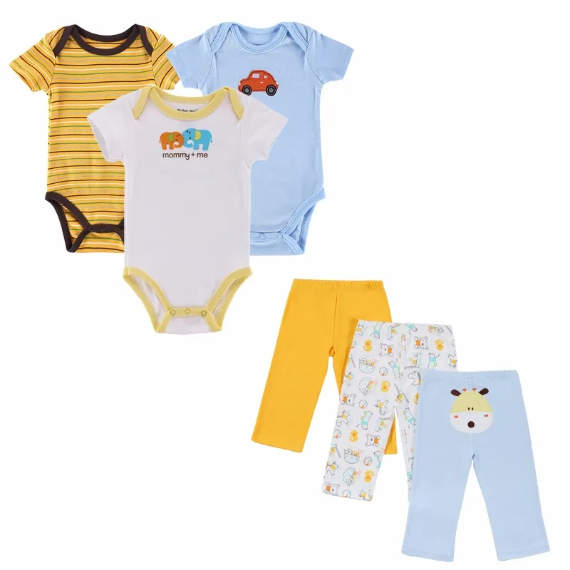 2016 New 6 piecesSet Baby Girl Rompers +Pants Summer Style Newborn Baby Clothing Sets Boy Cotton Little Bebes Conjuntos (10)