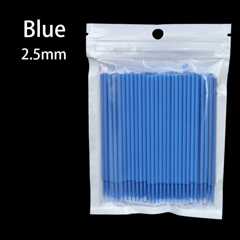 100 шт одноразовые ватные тампоны щетка для ресниц очищающий тампон горячее естественное приспособление для снятия ресниц тату комплект микрочипов аппликаторы - Цвет: Blue