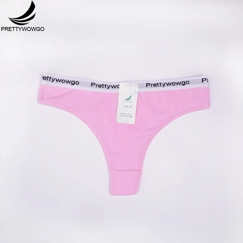 Prettywowgo 6 Pcs New Arrival 2019 Women Cotton Classical Solid Color Sexy G String Thong For Ladies Panties 9007