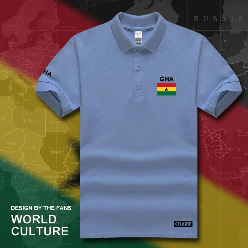 Республика Гана Ghanaian рубашки поло для мужчин короткий рукав белые бренды с принтом для страны хлопок Национальный флаг команды GHA GH - Цвет: Polo01lightblue