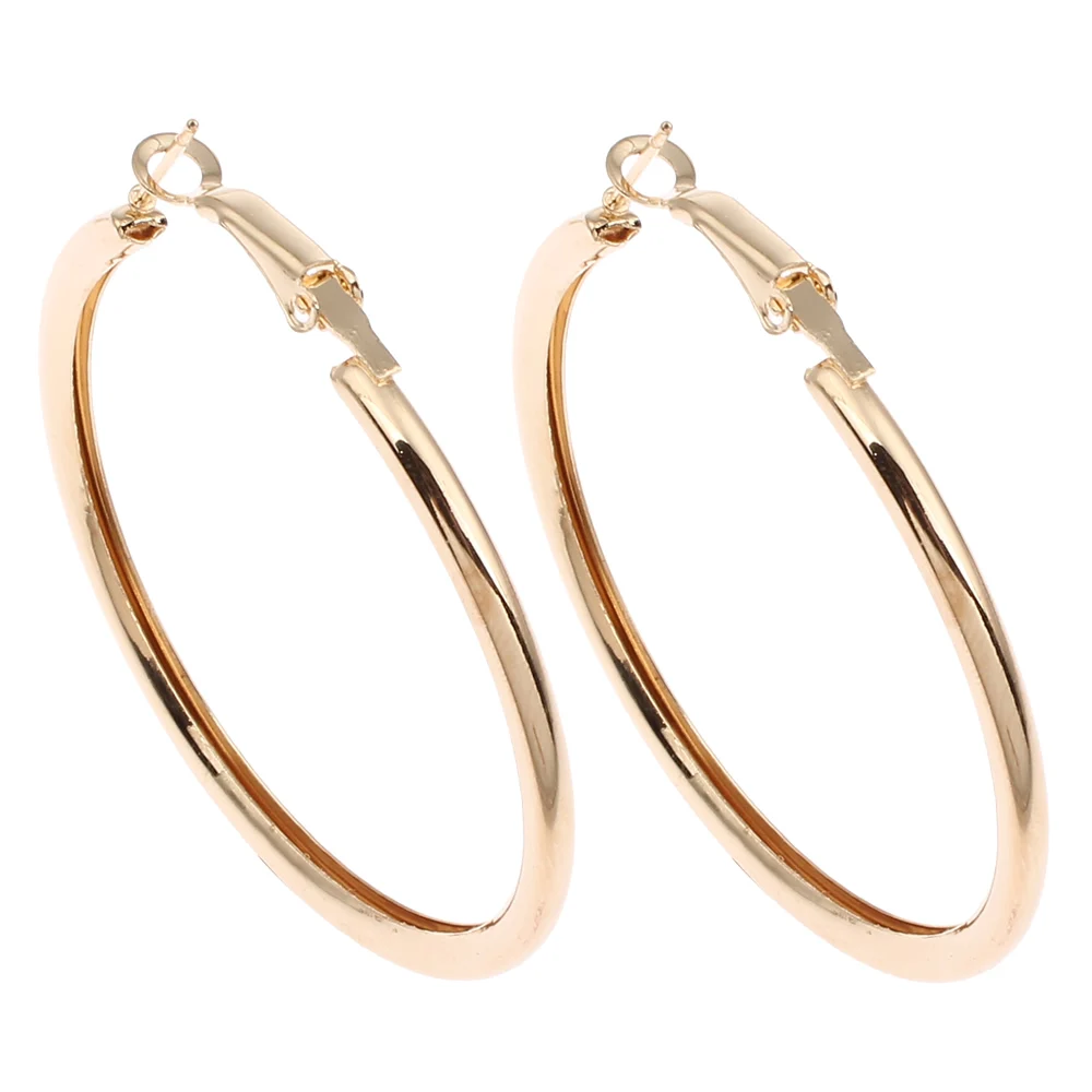 YYW Fashion Jewelry Wholesale Price Big Hoop Earrings Gold color Smooth Round Big Circle Hoop ...