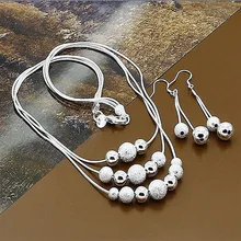 Серебро 925 комплекты украшений для женщин бусы цепи ожерелье+ длинные серьги 2 шт ювелирные изделия набор высокого качества ювелирные украшения, бижутерия