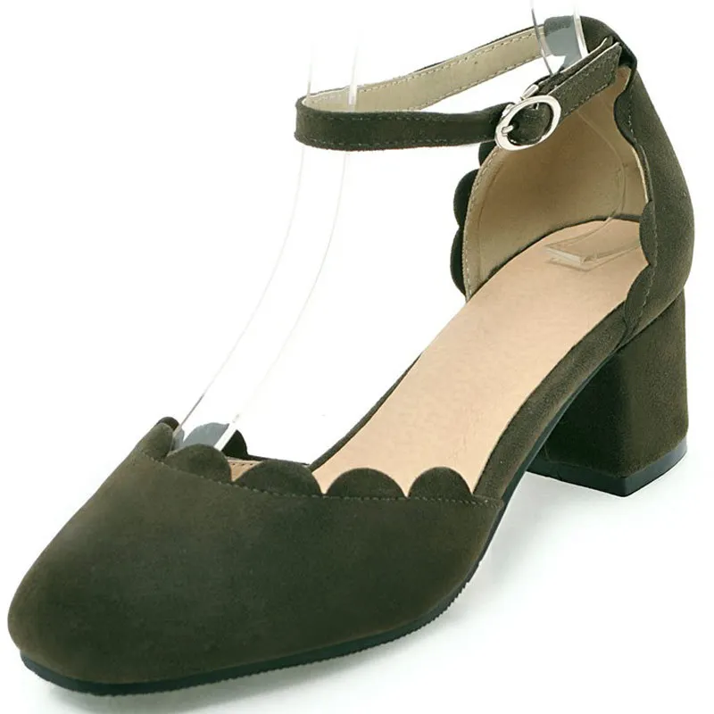 

2019 Summer Elegant Fashion Woman Thick High Heels Suede baotou Sandals Female