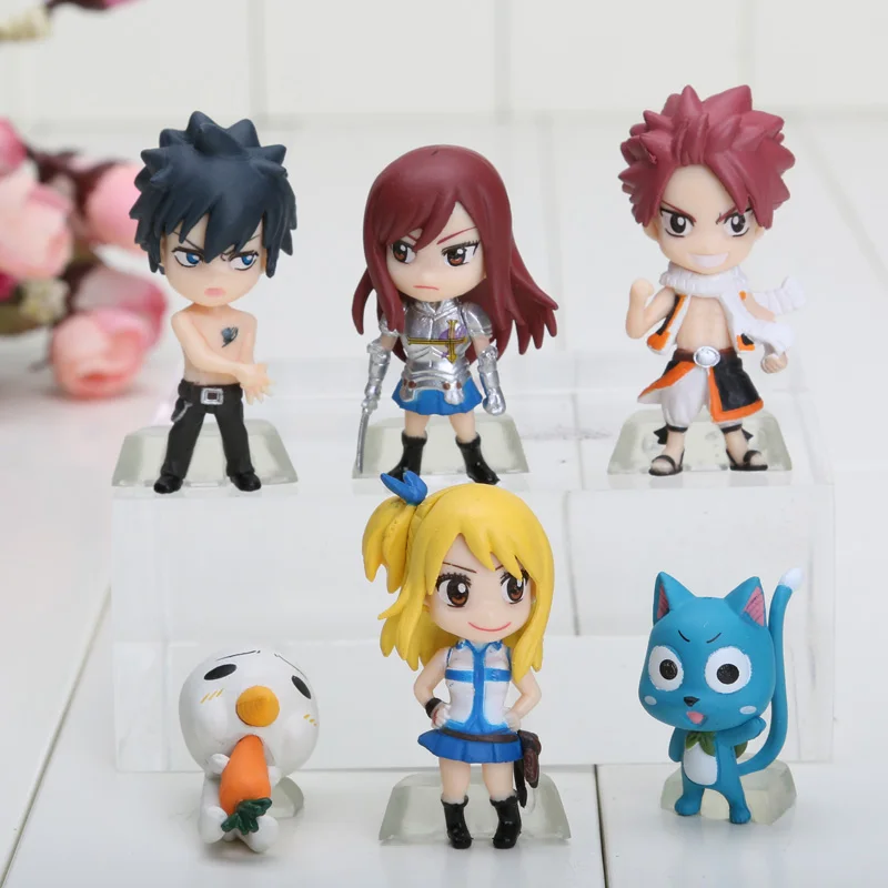 

50sets/lot Anime Fairy Tail 3-7cm PVC Figure Model (6 pcs/set) Natsu / Gray / Lucy / Erza figure toys 6pcs/set